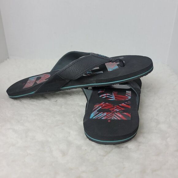 Reef Mens Newport Mens Sandals Size 6 Prints Comfort Slip On Black Flip Flops - Picture 6 of 10